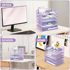 Daltack 6-Tier Paper Organizer for Desk with Handle, Purple - Image 6