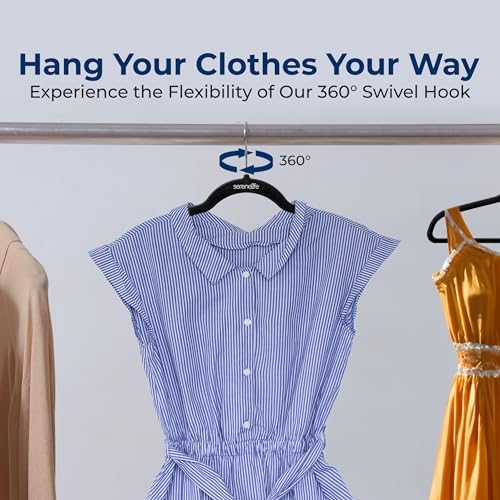 SereneLife Premium Non-Slip Velvet Hangers - Space Saving Heavy Duty Slim Suit Clothes Hanger Set with 360 Degree Swivel Metal Hook, Can Hold Up to 10 Lbs. For Coats, Jackets, Pants & Dress (100-Pack) - Image 6