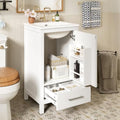 Harper & Bright Designs 18" Bathroom Vanity with Sink, Free Standing Single Vanity Set with One Divider Drawer, and Door Storage Shelf, Wooden Storage Cabinet with Ceramic Basin for Bathroom, White by HarperBrightDesigns