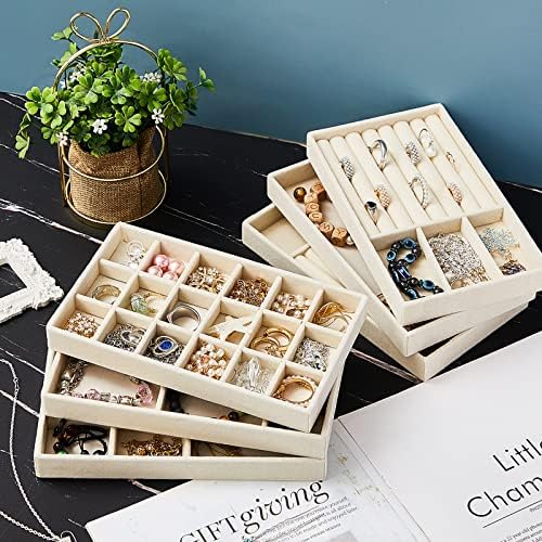 Junkin 18 Pcs Stackable Jewelry Drawer Organizer Inserts Beige - Image 4