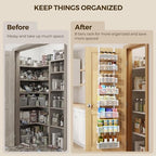 Delamu 8 Tier Over the Door Pantry Organizer, 2in1 Hanging or Wall Mount Spice Rack Seasoning, Adjustable Heavy-Duty Narrow Pantry Door Organizer and Storage for Kitchen Cabinet and Bathroom,12" White - Image 4