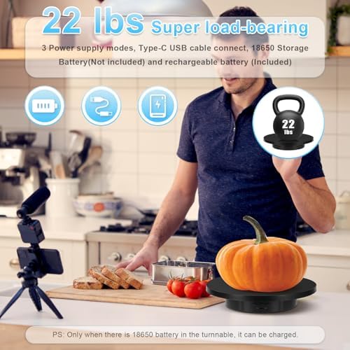 Remote Motorized Rotating Display Stand, Electric Rotating Platform with 5.74/7.08/8.66in Replacement Covers, 3 in 1 Turntable with Rechargeable Battery for Live Streaming Video Shoot Photography - Image 5