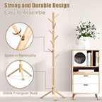 Aliphon Wooden Coat Rack Stand, Freestanding Coat Rack with 8 Hooks, 3 Adjustable Size Coat Tree for Hats, Coats, Scarves bags, Coat Hanger Stand Used in Bedroom/Office/Entryway,2 PCS (Natural) - Image 5