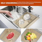 Extra Large Golden Roll-UP Dish Drying Rack-Stainless Steel Dish Drainer Over The Sink for Kitchen Countertop,Applicable for Sink Width Less Than 19in (Gold,20.5'x 13.2') - Image 3