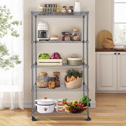 Whitmor 5-Tier Heavy Duty Shelving Unit, Metal Adjustable Storage Shelves, 1000 lbs Capacity for Pantry, Kitchen, Closet, Laundry, 29.6" L x 13.7" W x 59.4" H, Black - Image 2