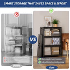 SAILUN 507QT/126Gal Stackable Storage Bins with a Lid, Collapsible Storage Bins with Doors, Folding Cabinet for Home Closet Organization,3 Pack-30 W x 19.7" D x 49.6" H Black - Image 3