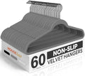 HOUSE DAY Grey Velvet Hangers 60 Pack, Non Slip Felt Hangers, Heavy Duty Velvet Clothes Hanger, Ultra Slim Hanger Space Saving, Perfect for Shirt, Suits, Pants by HOUSEDAY