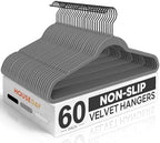 HOUSE DAY Grey Velvet Hangers 60 Pack, Non Slip Felt Hangers, Heavy Duty Velvet Clothes Hanger, Ultra Slim Hanger Space Saving, Perfect for Shirt, Suits, Pants by HOUSEDAY