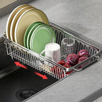 304 Stainless Steel Expandable Dish Drying Rack for 10-15in Sinks by SHINEWON