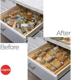 Copco Bamboo Expandable Spice Organizer Drawer and Counter Lazy Susan Turntable Style Tiered Rack - Adjustable 4-Tier Natural Wood Kitchen Spice Storage Organizer for Cabinet, Pantry, or Bathroom - Image 5