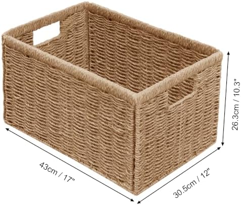 Vagusicc 2 Packs Large Wicker Storage Basket, Closet Storage Baskets Bins for Shelves, Decorative Collapsible Baskets for Organizing Clothes Toy Nursery Bathroom Organizers and Storage, Natural - Image 3