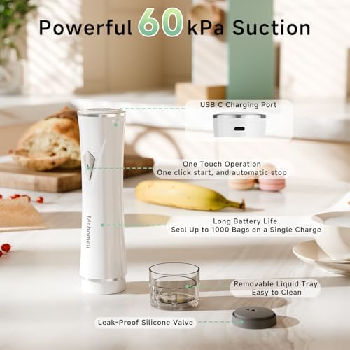 Mehomeli Compact Handheld Vacuum Sealer for Food with 30 Reusable Bags - Image 3