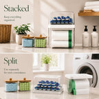 Trash Bag Holder & Dishwasher Pod Dispenser with 2 Bamboo Lid Storage Containers, Clear Acrylic Under Sink Organizer for Garbage Bags, Laundry Detergent Pods & Tabs, Kitchen Pantry Laundry Room - Image 7