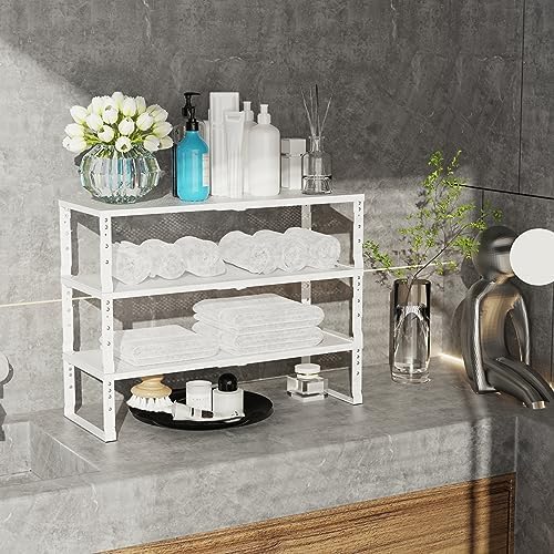 Jojocross Expandable Adjustable Stackable Kitchen Organizer, Spice Rack,Metal Pantry Storage Shelves Racks,Counter Shelf for Cabinets, Countertop, Cupboard (1 Pack/Large/White) - Image 4