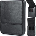 Top Grain Genuine Leather 6 Fountain Pen/Pencil Tray Case, Minimalist Fashion Design, Handmade, Magnetic Closure with Drawer Design, Gift Choice for Man/Woman/Office, Glossy Black, 6 Slots by CataPurusLeatherCrafts