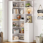 IRONCK Corner Bookshelf, 76" L-Shaped Bookcase with 10 Shelves & 2 Drawers by IRONCK