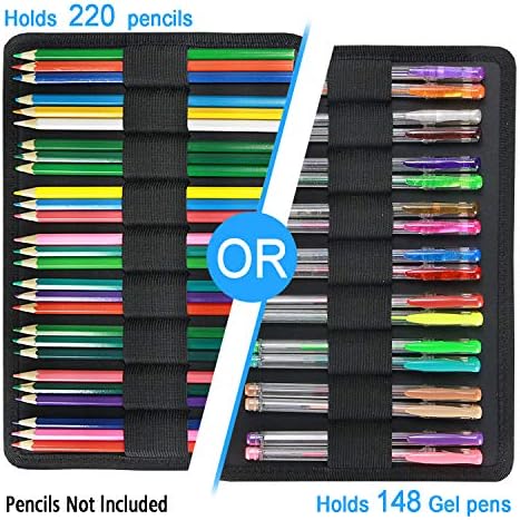 YOUSHARES Colored Pencil Case 220 Slots Pen Case Organizer With Handy Wrap & Zipper, Multilayer Holder for Prismacolor Colored Pencils & Gel Pen (Mask) - Image 2