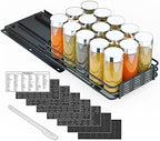SpaceAid Pull Out Spice Rack Organizer for Cabinet, Heavy Duty Slide Out Seasoning Kitchen Organizer, Cabinet Organizer, with Labels and Chalk Marker, 6.5" W x10.75 D x2.5 H, 1 Drawer 1-Tier by SpaceAid