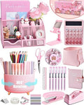 LXEVIHK Pink Desk Accessories 21-Piece Office Supplies Gift Set for Women by StyleYourDeskinOneColor