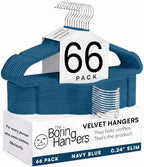 66 Pack Navy Blue Velvet Hangers Non Slip, Felt Hangers by TheBoringHangers