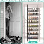 DTUQYX Over Door Shoe Rack - 8 Tiers Adjustable Heavy Duty Metal Hanging Shoe Rack for Closet Door, Space Saving Wall Mounted Shoe Storage Organizer for Shoes & Accessories, 67.52"x17.91"x9.84" - Image 4