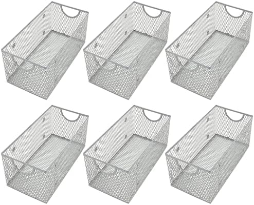 YBM HOME Kitchen Pantry Organizer Wire Basket for Shelves, Pantry, and Cabinets, Mesh Open Metal Storage Bin for Organizing Household, Office, and Laundry Supplies, 11 x 5.5 x 5 in, Pack of 6 by YBMHome