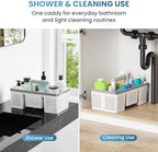 BYUNER 2Pack Plastic Shower Caddy: Portable Shower & Bathroom Caddy Tote with Handle, 4 Divided Compartments, Hard Plastic Shower Basket with All-Side Drainage for College Dorm Room Essentials - Image 2