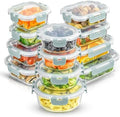 JoyJolt 24pc Borosilicate Glass Storage Containers with Lids | 12 Airtight/Freezer Safe Food Storage Containers for Pantry and Kitchen | Meal Prep Container for Lunch | Glass Tupperware Set by JoyJolt