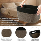 3 Pack Woven Baskets,Storage Baskets for Shelves with Handles - Image 3