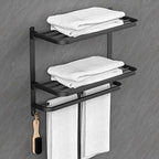 CAXIMSY 22.8Inch Towel Rack for Bathroom and Lavatory Towel Hanger with Wall Mount Towel Bars 304 Stainless Steel No Drill (Collapsible Black Towel Rack) - Image 4