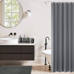XLHOMO 8-Piece Grey Bathroom Sets with Shower Curtain and Rugs, Resin Bathroom Accessories Sets Complete with Soap Dispenser, Toothbrush Holder, Tumbler & Apothecary Jars Bathroom Essentials - Image 6