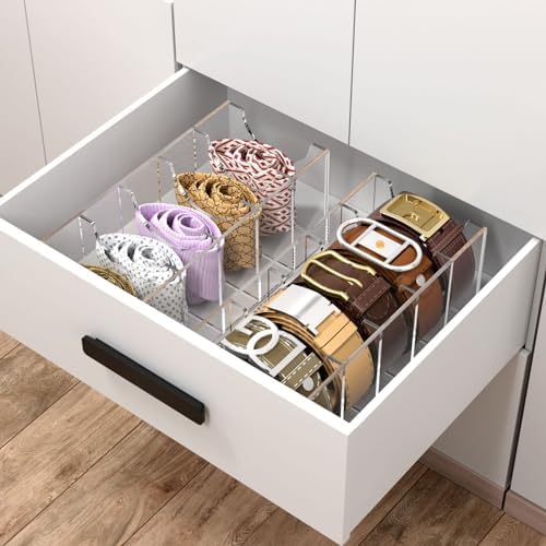 NIUBEE Belt Organizer for Closet, Acrylic Belt Box, Belt Storage, 5 Grids - Image 6