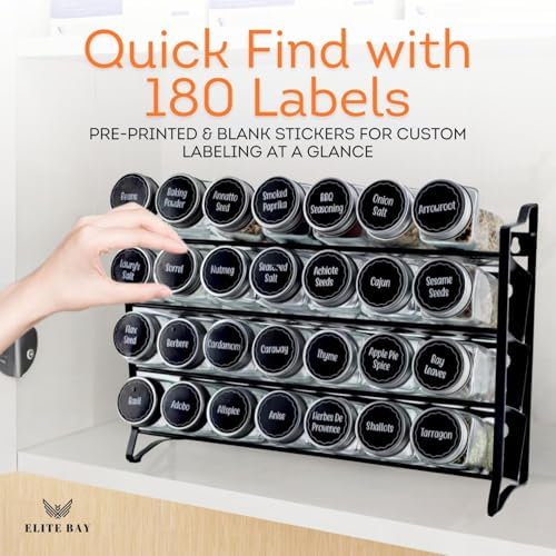 ELITE BAY-Spice Jar Rack Organizer– 4-Tier Organizer 28 Bottles,180 Labels, Funnel. - Image 5