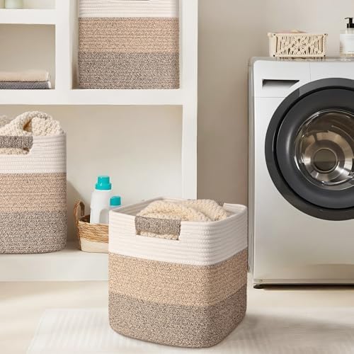 11 Inch Storage Cubes, 6 Pack Cube Storage Bins for Organizing, Cotton Rope Woven Baskets for Shelves, Bathroom, Kids Room, Closets, Baby Nursery - Image 6