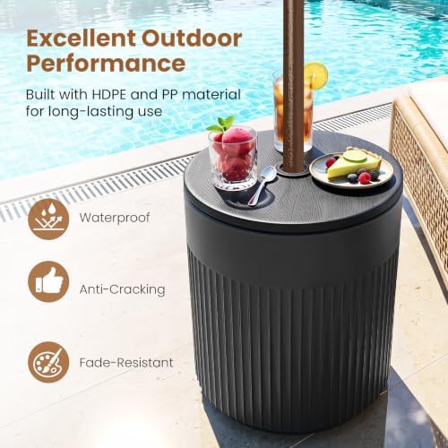 Tangkula 3-in-1 Umbrella Side Table (Black) - Image 7