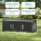2-Tier Storage Bench, Waterproof UV-Resistant Outdoor Shoe Storage Cabinet with 3 Doors & Adjustable Shelves for Indoor Outdoor Entryway, Hallway, Living Room (Black) - Image 3