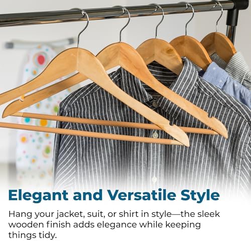Honey-Can-Do Sturdy Maple Wood Hangers – Non-Slip Grooved Bar, Perfect for Shirts and Suits, Durable & Stylish, 24-Pack - Image 4