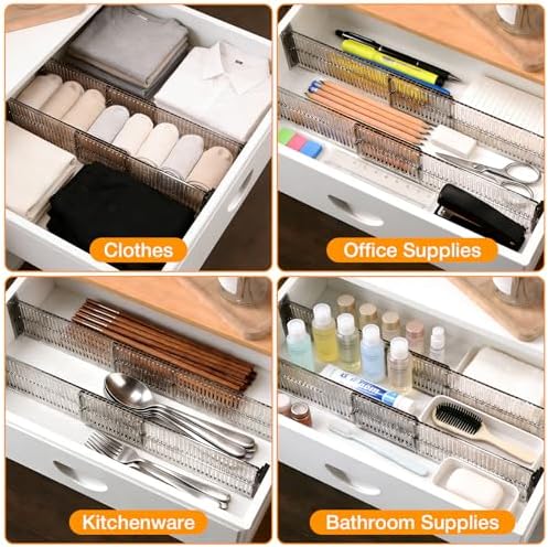12 Pack Drawer Dividers for Clothes, 3.75" High, 10.83-20.08'' Adjustable - Image 7
