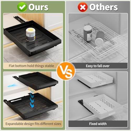 DOMNIU Pull Out Cabinet Organizers Expandable,Black,20.8"Depth,2 Pack - Image 5