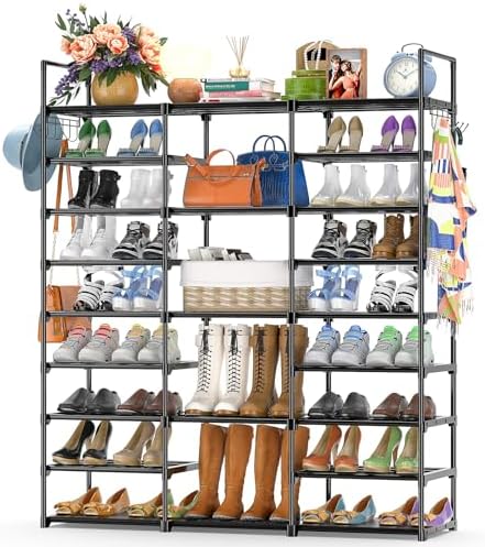 Kottwca 9-Tier Metal Shoe Rack Organizer for 50-55 Pairs - Space Saving Shoe Storage Shelf for Entryway, Closet, Bedroom, Hallway by Kottwca