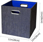Posprica Storage Cubes,11×11 Foldable Storage Bins,Thick and Heavy duty Fabric Baskets - 4pcs,Blue - Image 3