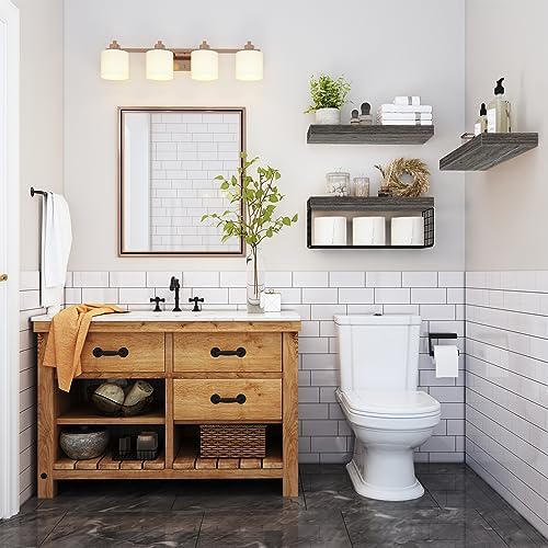QEEIG Bathroom Shelves Over Toilet Wall Mounted (Grey, Set of 3, 15.7") - Image 6