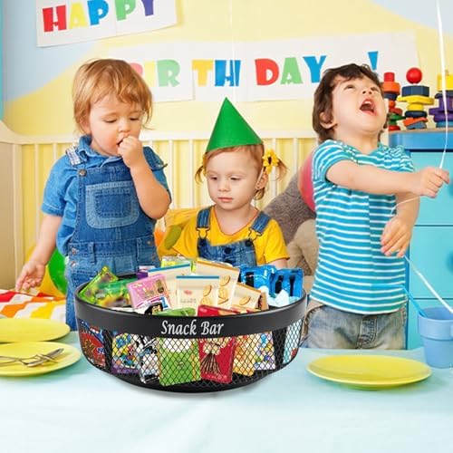 Snack Organizer for Countertop, Metal Turntable Organizer with Divider, 4 Compartment Snack Storage Spinning Snack Tray, Lazy Susan Snack Spinner for Snack Bar Organizer Pantry Storage-Black - Image 4