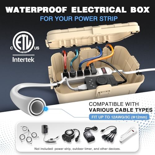 Flemoon Large Outdoor Electrical Box, IP54 Waterproof Extension Cord Cover - Image 2