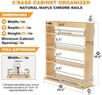 Pull Out Spice Rack Organizer for Cabinet, 5" W x 22.3" D x 25.2" H Multi-Use Solid Wood Slide Out Shelf for Kitchen Cabinet, Sliding Spice Rack for Cans & Jars, Pantry Organization - Image 3