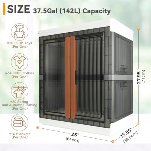 Wardrobe, Closet, Collapsible Storage Cabinet, Useful Box with Large Capacity, 37.5 Gal (142 L), Stackable, Easy Storage of Clothing, Installation Free - Image 2