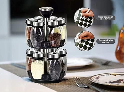 Revolving Spice Rack Organizer Countertop, Spinning Spice Storage Rack Tower Organizer with 12 Empty Jars, Rotating Spice Holder Shelf Seasoning Rack Shelf, Spice Seasoning Bottle Organizer - Image 3