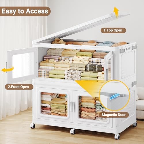 BROVIEW 880 Qt Extra Large Stackable Storage Bin with Lids, 4 Pack White - Image 6