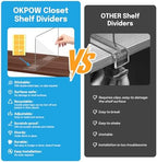 OKPOW Shelf Dividers Closet Organizer - 7.5" Tall X 11.8" Deep Acrylic Clear Sturdy Separate for Clothes Purse - Adjustable Space Saver Easy Install for Home Organization Enthusiasts 12 Pack - Image 2