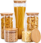 Glass Food Storage Jars with Lids[Set of 5], Perfect for Pasta, Cookies, Nuts, Coffee, Cereal, Flour, Organize Your Kitchen and Pantry with these BPA-Free Glass Jars with Canisters by spreccio